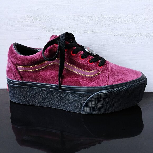 Vans Shoes - Vans Women's Vans x Disney Old Skool Stackform 'Poison Apple' in Mahogany Velvet